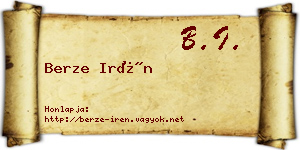 Berze Irén névjegykártya